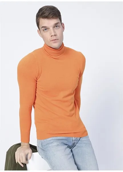 Водолазка Slim Fit Оранжевый мужской свитер Polo Studıo X Fabrika