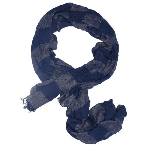 Легкий мужской шарф с бахромой в крупную полоску Nothing but Love (серый; темно-синий) 176 x 58 см