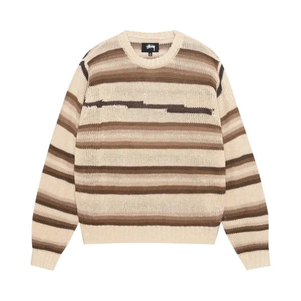 Свитер Stussy Tonal Stripe Linen Sweater, кремовый