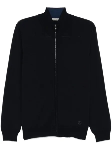 Corneliani кардиган с вышитым логотипом, синий