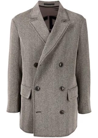 Giorgio Armani двубортное пальто с узором в елочку