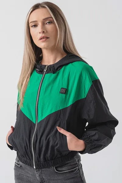 Куртка с капюшоном в стиле колор-блок Arulla Hugo, зеленый