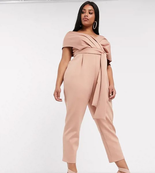 Комбинезон со спущенными плечами ASOS DESIGN Curve-Neutral