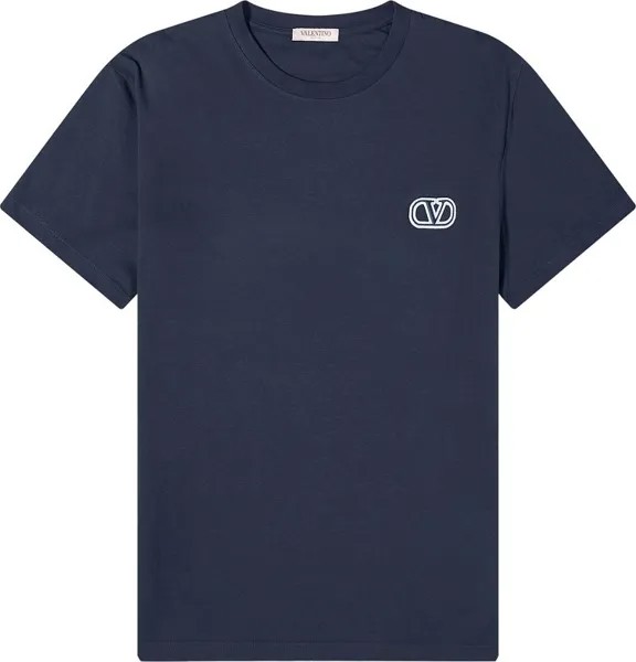 Футболка Valentino Embroidered V Logo 'Navy', синий