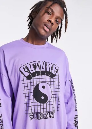 Фиолетовый oversized-лонгслив с мультяшным принтом ASOS DESIGN-Фиолетовый цвет
