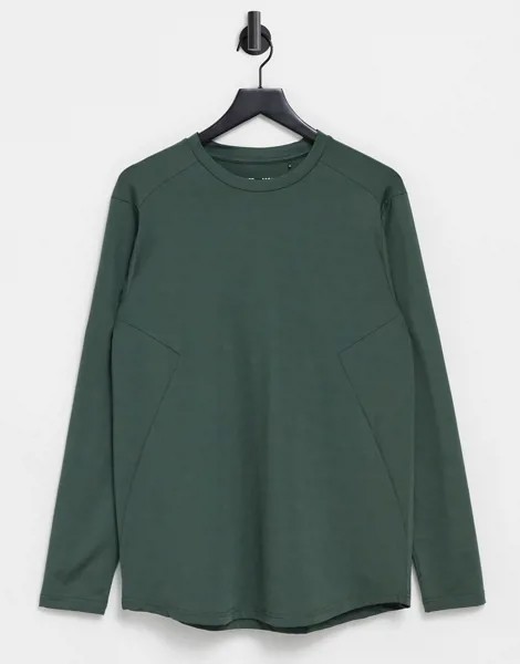 Удлиненный спортивный лонгслив ASOS 4505-Зеленый цвет
