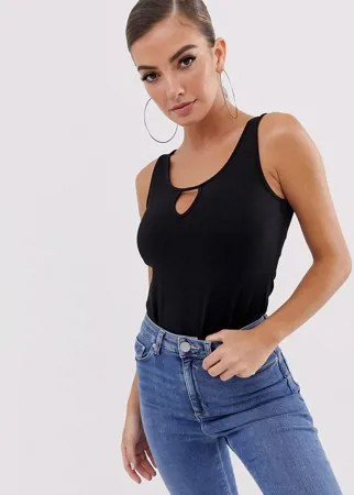 Черное боди с вырезом капелькой ASOS DESIGN-Черный