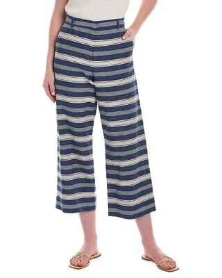 Брюки Weekend Max Mara Sansone из смесового льна женские темно-синие 2