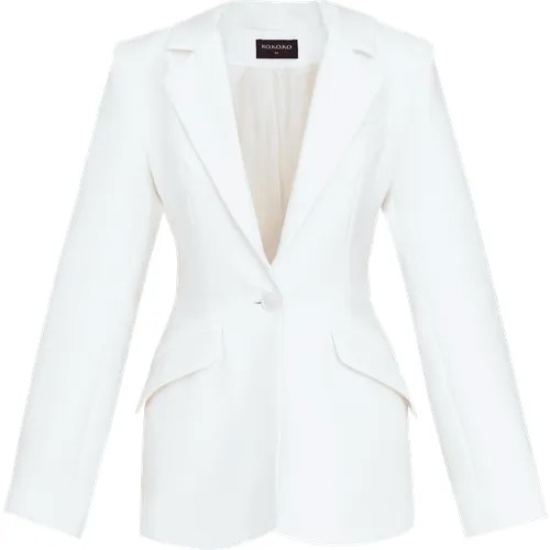 Пиджак RO.KO.KO, средней длины, силуэт прилегающий, размер M, белый