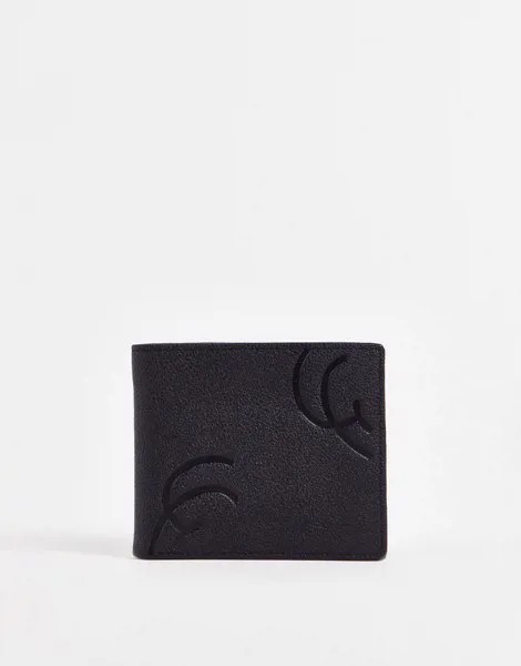 Бумажник двойного сложения из натуральной кожи с тиснением Gianni Feraud-Черный