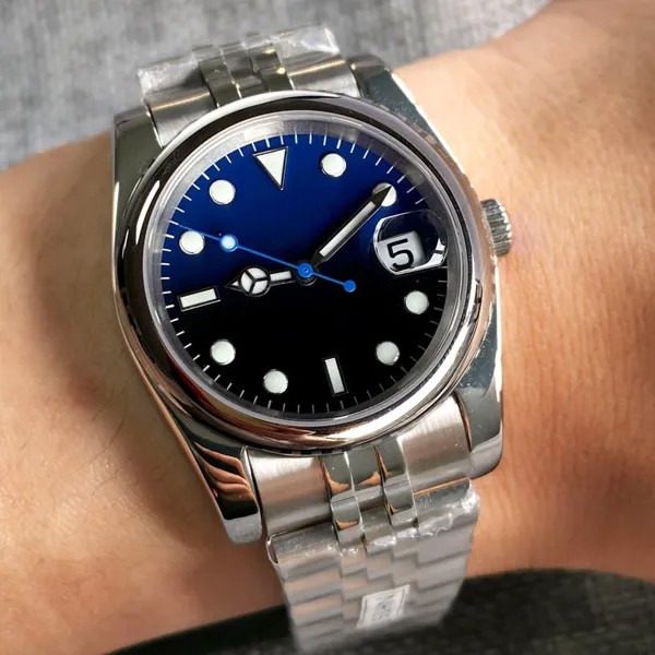 36 39 мм стерильные вечные польские механические часы для мужчин NH35A PT5000 синий секундный браслет 904L Oyster браслет Reloj Hombre
