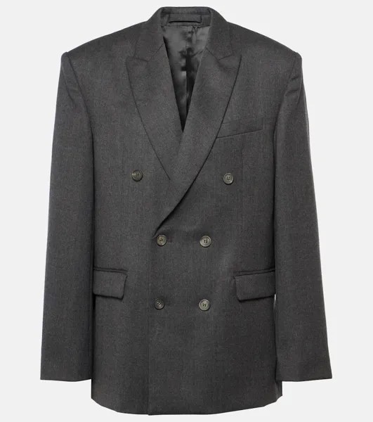 Двубортный шерстяной пиджак Wardrobe.Nyc, серый