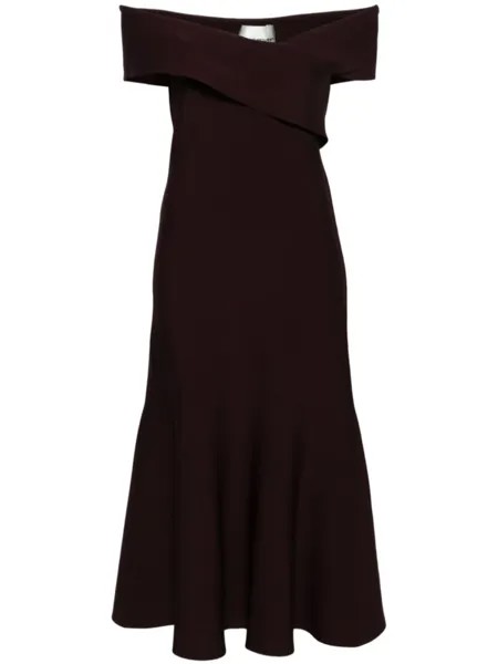 Roland Mouret трикотажное платье миди с открытыми плечами, коричневый