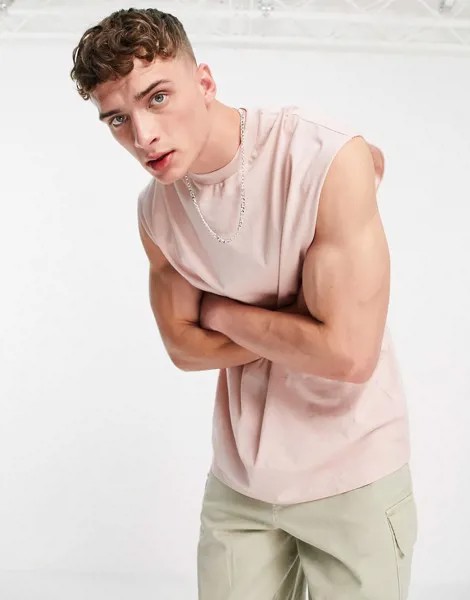 Бледно-розовая oversized-майка ASOS DESIGN-Розовый цвет