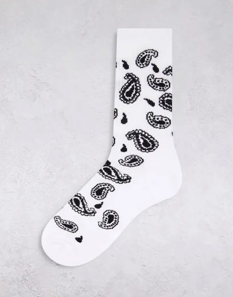 Белые спортивные носки с косыночным принтом ASOS DESIGN-Разноцветный