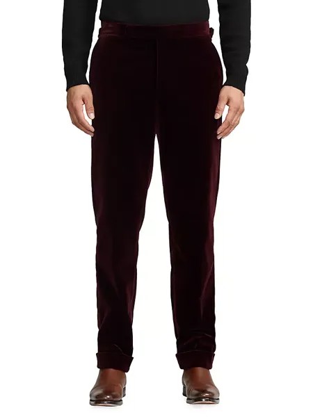 Бархатные узкие брюки Ralph Lauren Purple Label, цвет burgundy