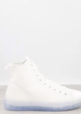 Белые кеды на шнуровке для широкой стопы с прозрачной голубой подошвой ASOS DESIGN-Белый