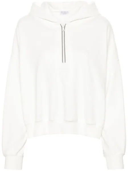 Brunello Cucinelli худи с декором Monili, белый