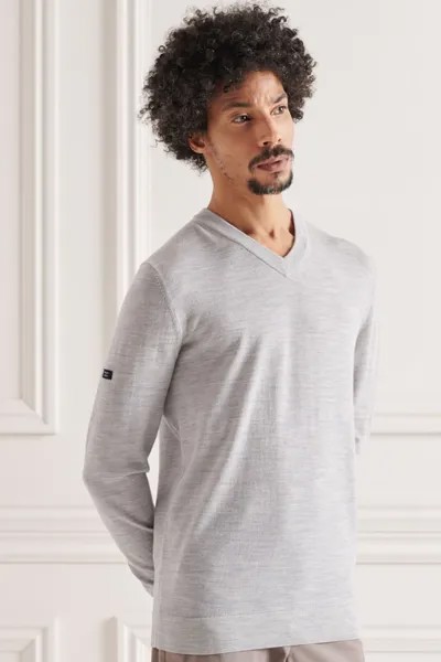 Свитер с V-образным вырезом из шерсти мериноса Superdry, серый