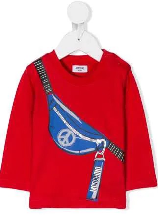 Moschino Kids топ с принтом поясной сумки со знаком peace