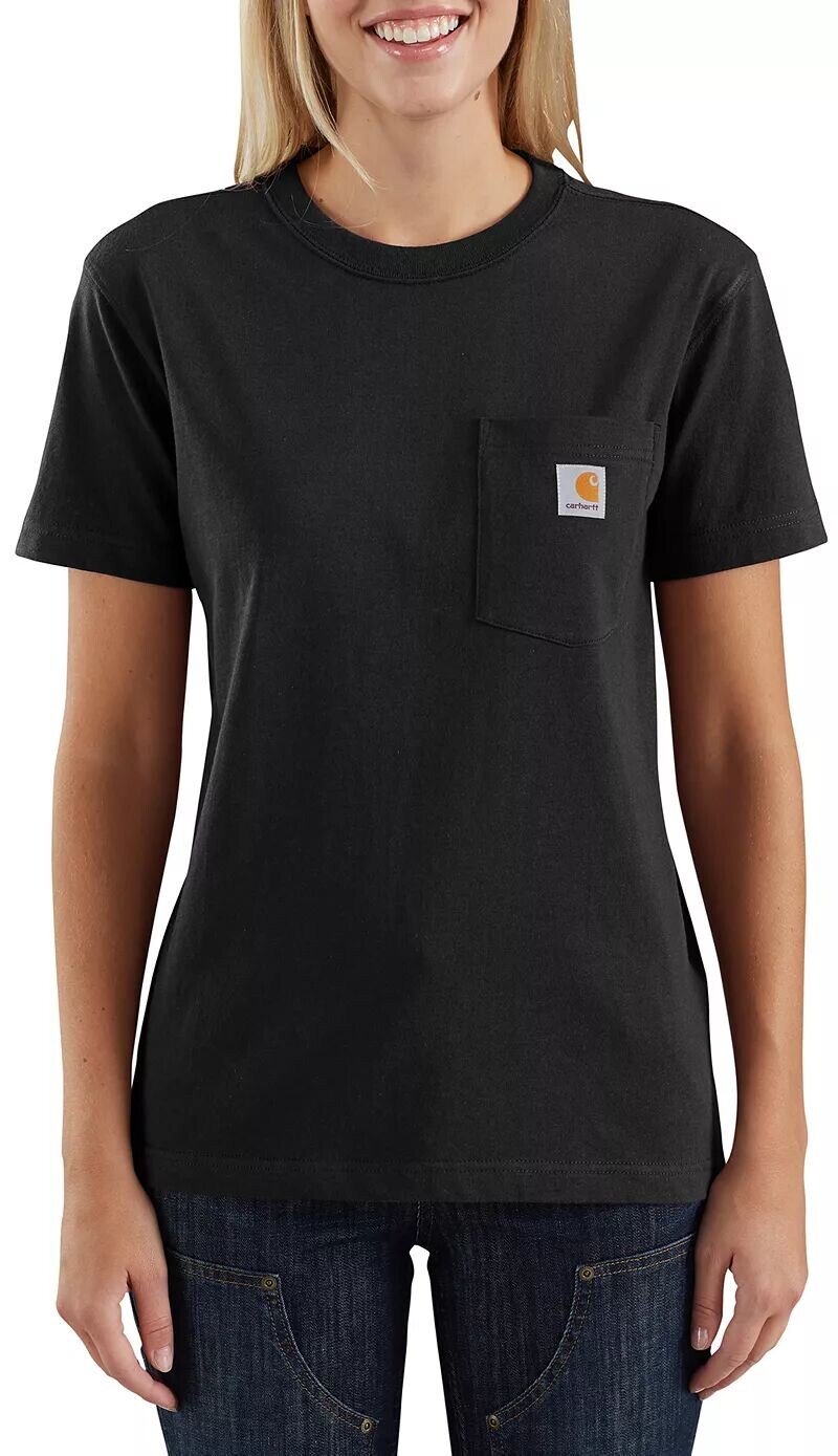 Женская футболка Carhartt WK87 с карманами для спецодежды из нержавеющей стали, черный