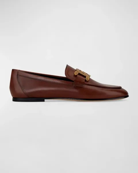 Кожаные слипоны с цепочкой Tod's, цвет Brown