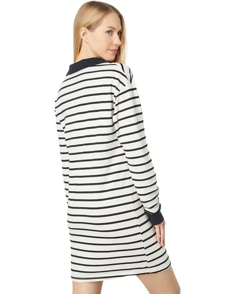 Платье MONROW Stripe Relaxed Polo Dress, цвет Natural Black