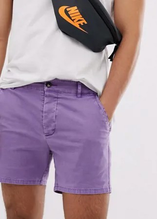 Выбеленные сиреневые шорты чиносы скинни ASOS DESIGN-Фиолетовый