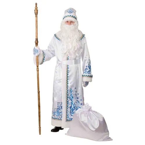 Батик Карнавальный костюм для взрослых Дед Мороз Узорчатый белый, 54-56 размер 5350-54-56