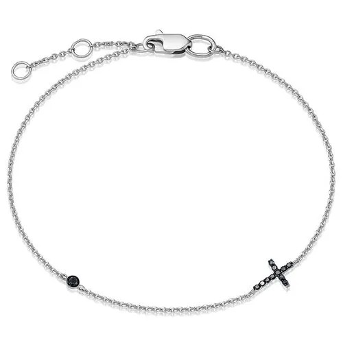Браслет-цепочка Vesna jewelry, белое золото, 585 проба, родирование, бриллиант, длина 18.5 см.