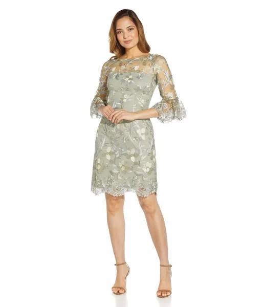 Платье Adrianna Papell, Embroidered Bell Sleeve Sheath Dress