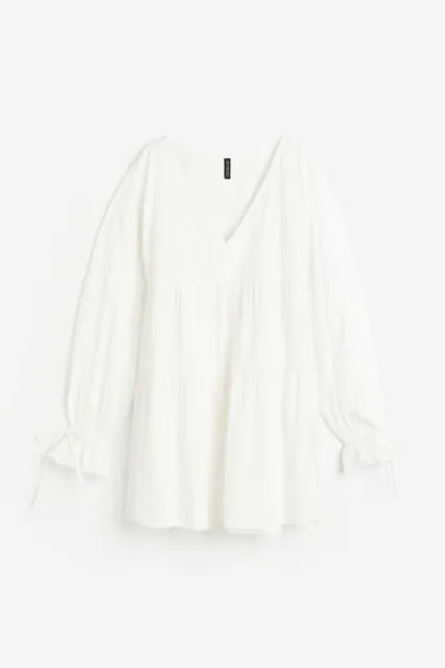 H&M+ Платье-туника с кулиской, белый