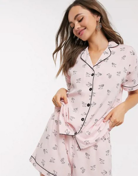 Рубашка от пижамы с принтом Loungeable-Розовый