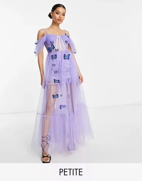 Прозрачное сиреневое платье с корсетным лифом и объемной вышивкой, эксклюзивное для Lace & Beads