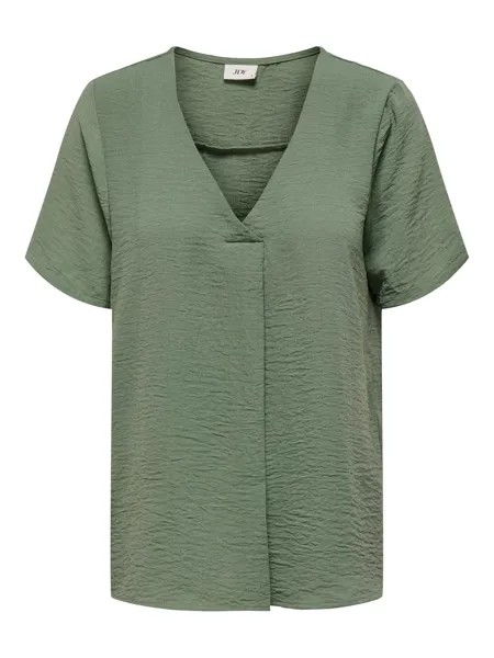Блуза JACQUELINE de YONG Kurzarm V Ausschnitt T Shirt Business Oberteil JDYDIVYA, темно-зеленый