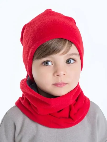 Комплект Bambinizon шапка и снуд, из флиса, красный