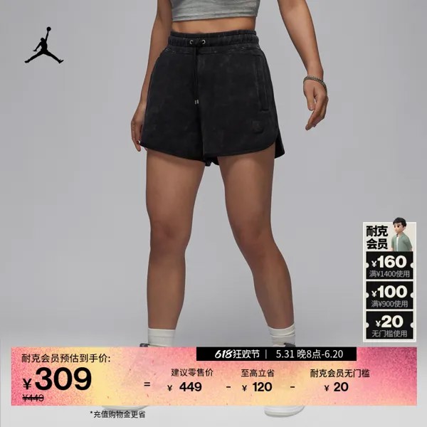Шорты женские трикотажные Nike Jordan летние, черный