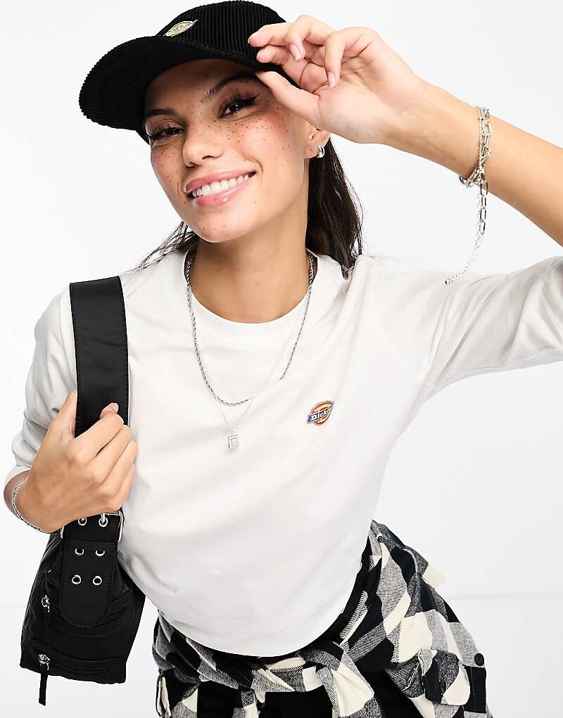 Белая рубашка с длинным рукавом Dickies – Mapleton с небольшим логотипом на левой груди