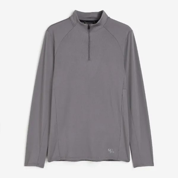 Спортивный лонгслив H&M DryMove Half-zip, темно-серый