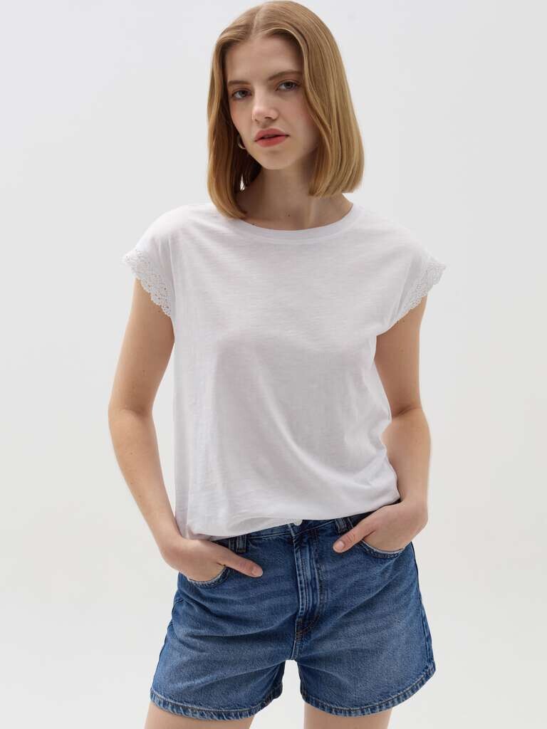 Футболка с рукавами-кимоно и вставкой, цвет optical white
