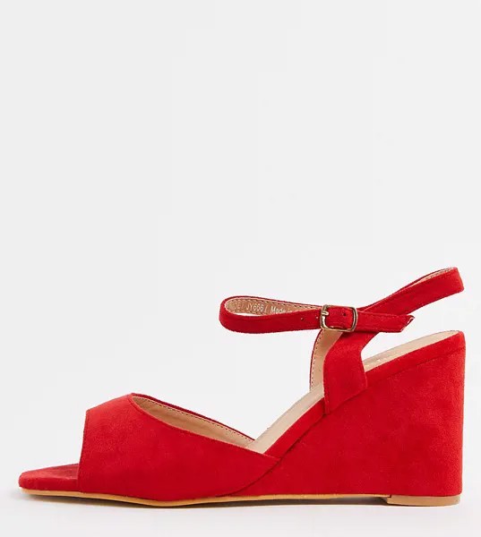 Красные босоножки на каблуке для очень широкой стопы Simply Be Extra Wide Fit Peach-Красный