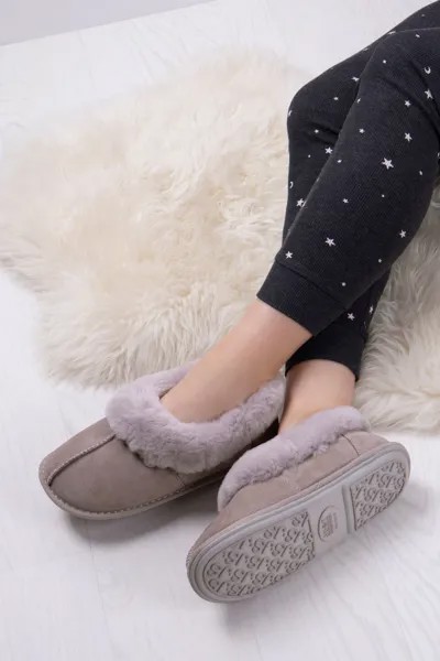 Классические женские тапочки из овчины Just Sheepskin, серый