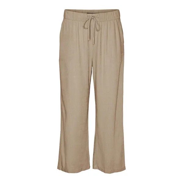 Брюки Vero Moda Line Cropped Linen Mix, зеленый