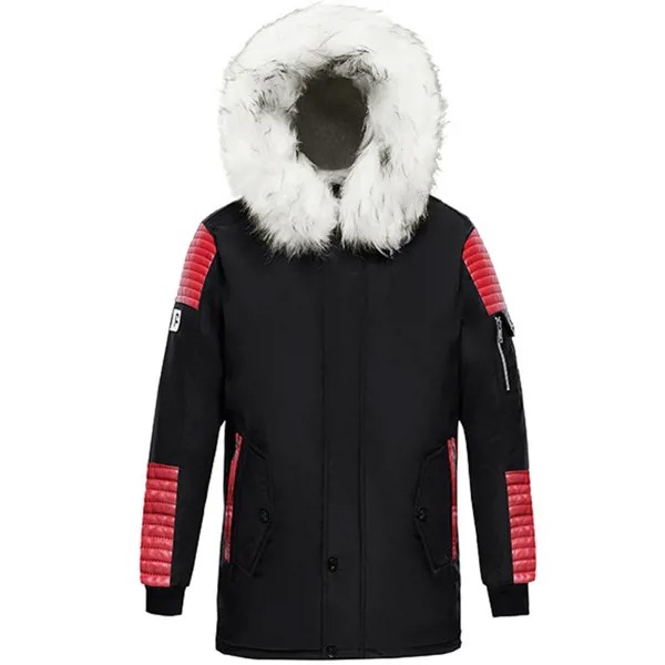 Зимняя мужская куртка, Толстая теплая длинная парка, мужская повседневная куртка с капюшоном и меховым воротником, бархатная куртка высокого качества, парки, мужские Размеры ЕС