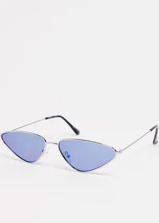 Серебристые солнцезащитные очки угловатой формы «кошачий глаз» Pieces-Серебристый
