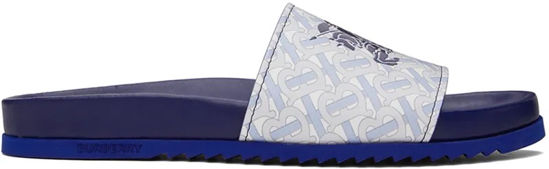 Burberry Синие шлепанцы с монограммой EKD