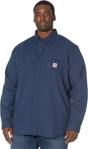 Огнестойкая рубашка оригинального кроя Big & Tall с длинными рукавами и пуговицами спереди Carhartt, темно-синий