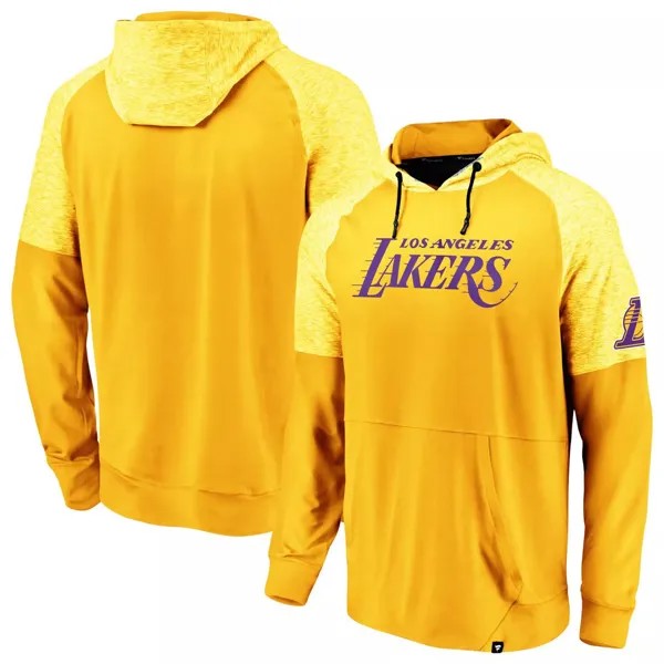 Мужская толстовка с капюшоном и пуловером реглан с логотипом Fanatics золотистого цвета Los Angeles Lakers Made To Move Space Dye