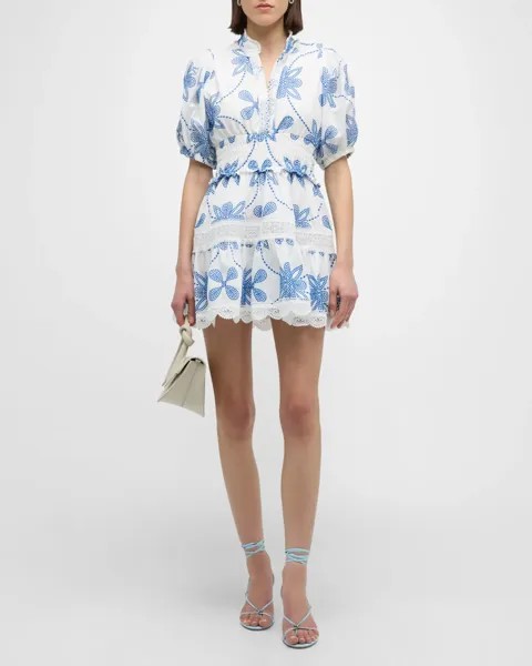 Мини-платье Pauline Broderie Anglaise WAIMARI, цвет White Blue