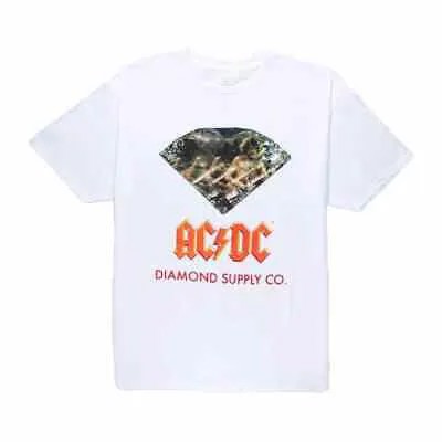 Футболка Diamond Supply Co x ACDC Diamond с коротким рукавом (белая)